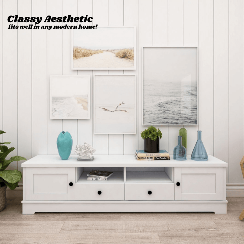 Margaux White Coastal Style 180cm Entertainment Unit