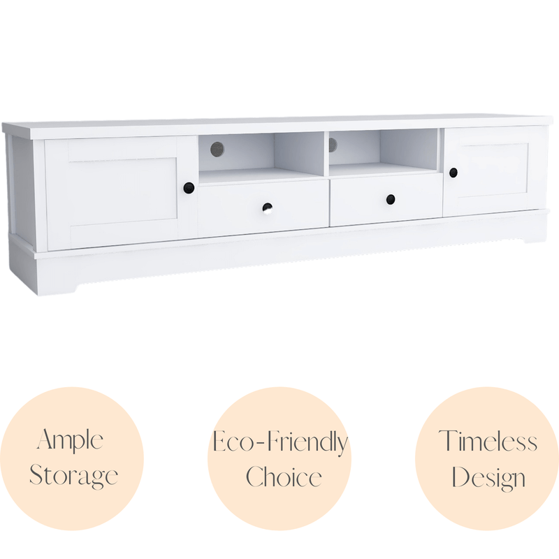 Margaux White Coastal Style 180cm Entertainment Unit