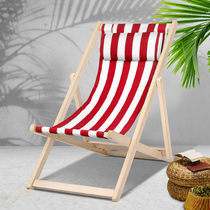 Gardeon Outdoor Furniture Sun Lounge Wooden Beach Chairs Deck Chair Folding Patio