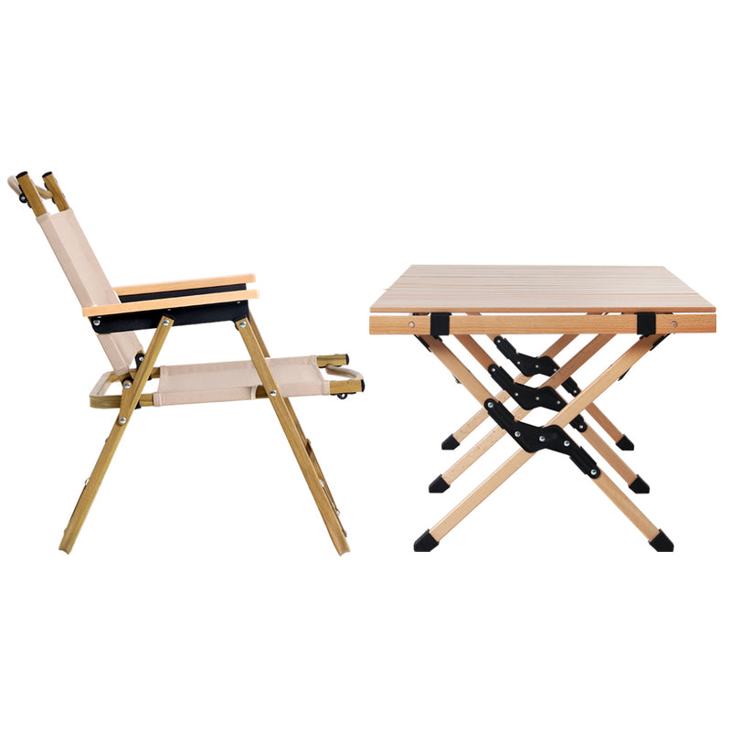 Gardeon Outdoor Furniture Picnic Table and Chairs Wooden Egg Roll Camping Desk