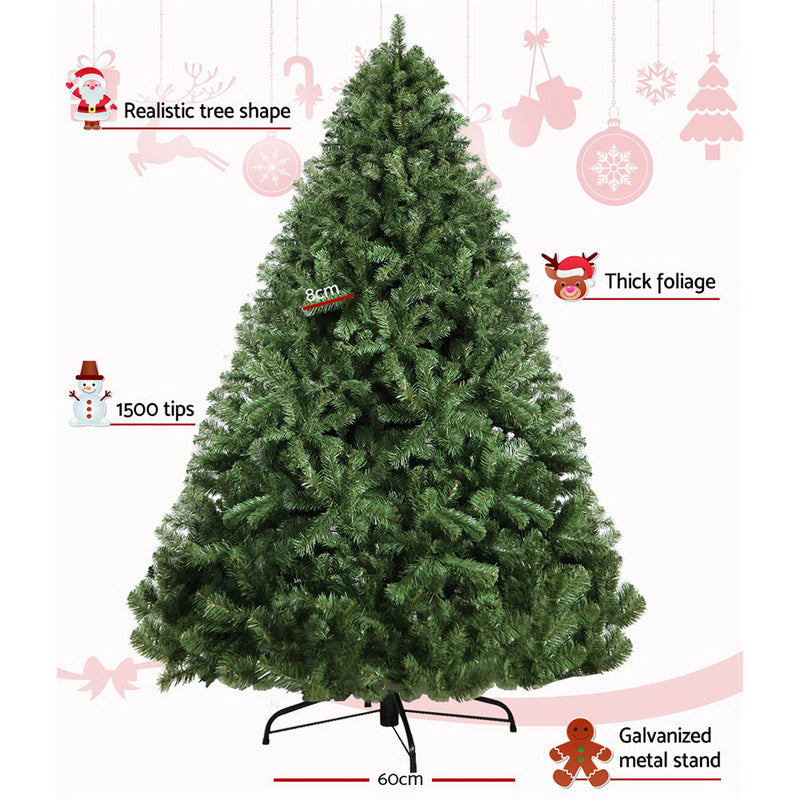 Jingle Jollys 2.4M 8FT Christmas Tree Xmas Decoration Home Decor 1500 Tips Green