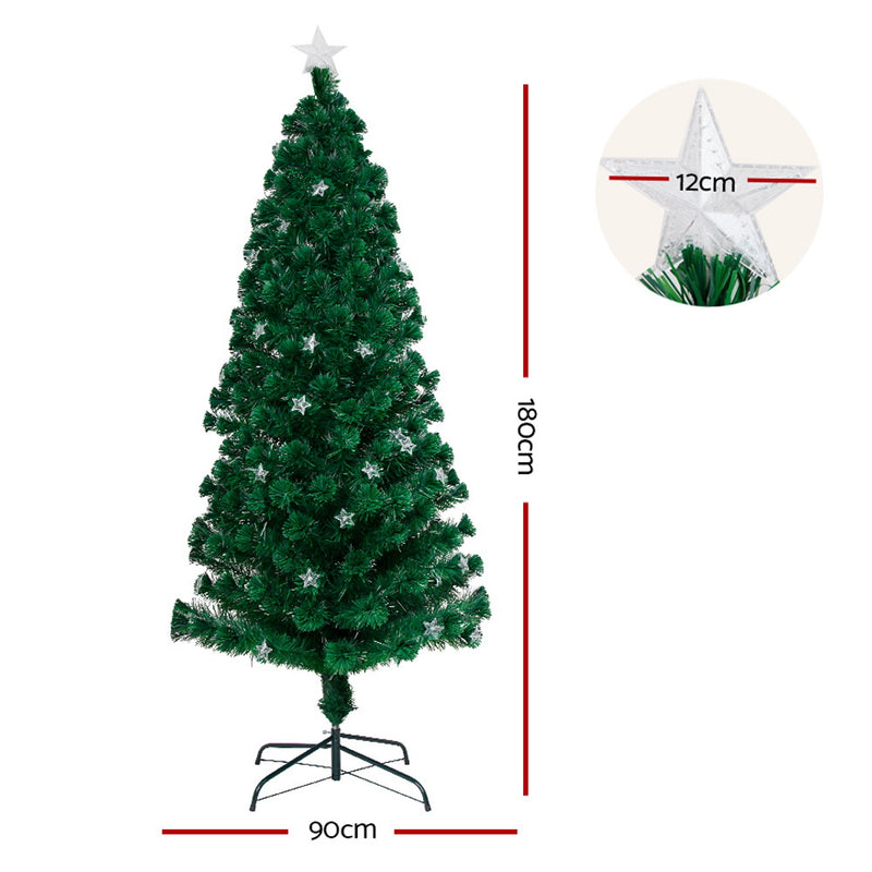 Jingle Jollys 1.8M 6FT LED Christmas Tree Xmas Optic Fiber Multi Colour Lights