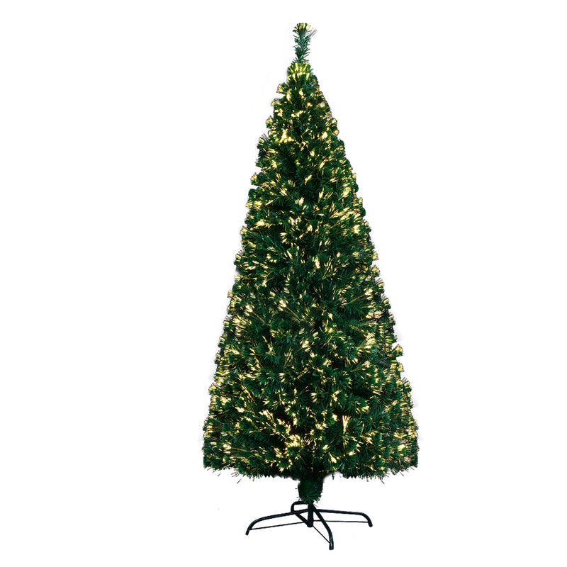 Jingle Jollys Christmas Tree 1.8M 6FT LED Xmas Fibre Optic Multi Warm White