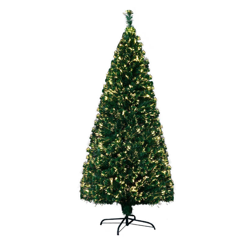 Jingle Jollys Christmas Tree 1.8M 6FT LED Xmas Fibre Optic Multi Warm White