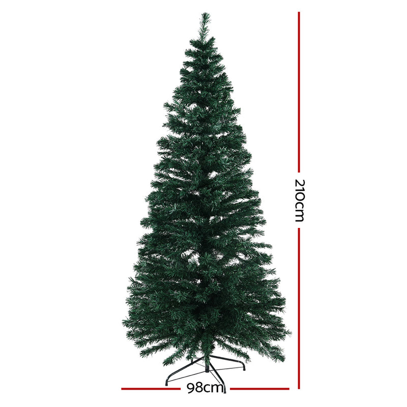 Jingle Jollys 2.1M 7FT LED Christmas Tree Optic Fiber Xmas Multi Colour Lights