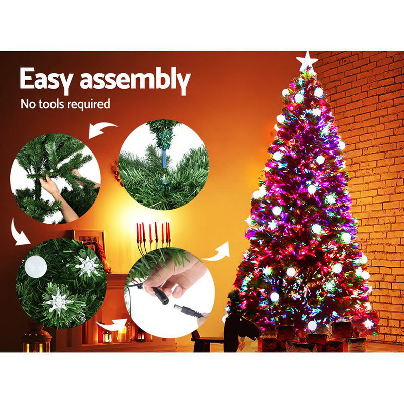 Jingle Jollys 2.1M 7FT LED Christmas Tree Optic Fiber Xmas Multi Colour Lights