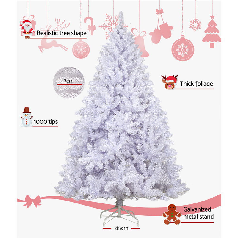 Jingle Jollys Christmas Tree 2.1M Xmas Trees Decorations White 1000 Tips