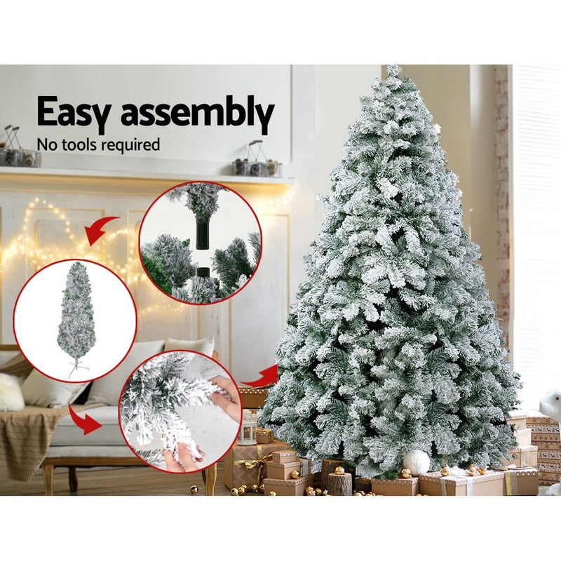 Jingle Jollys Christmas Tree 2.4M Xmas Trees Decorations Snowy 1291 Tips