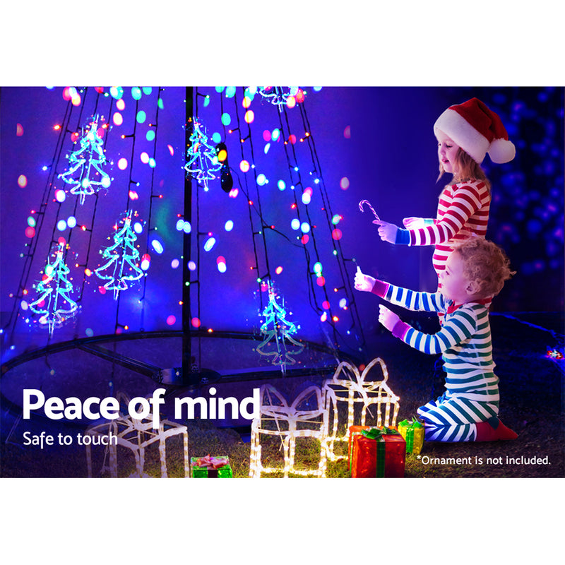 Jingle Jollys 2.1M LED Christmas Tree Lights Solar Xmas Multi Colour Optic Fiber
