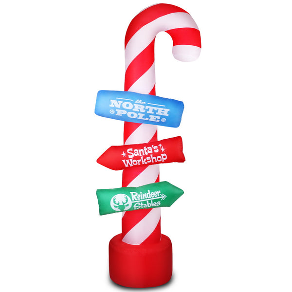 Jingle Jollys 2.4M Christmas Inflatable Santa Guide Candy Pole Xmas Decor LED
