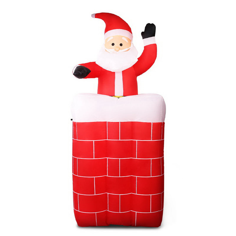 Jingle Jollys 1.8M Christmas Inflatable Pop-Up Santa in Chimney LED