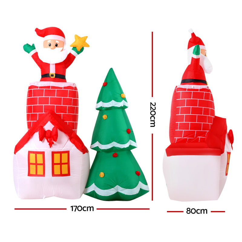 Jingle Jollys 2.2M Christmas Inflatable Santa Tree Lights Outdoor Decorations