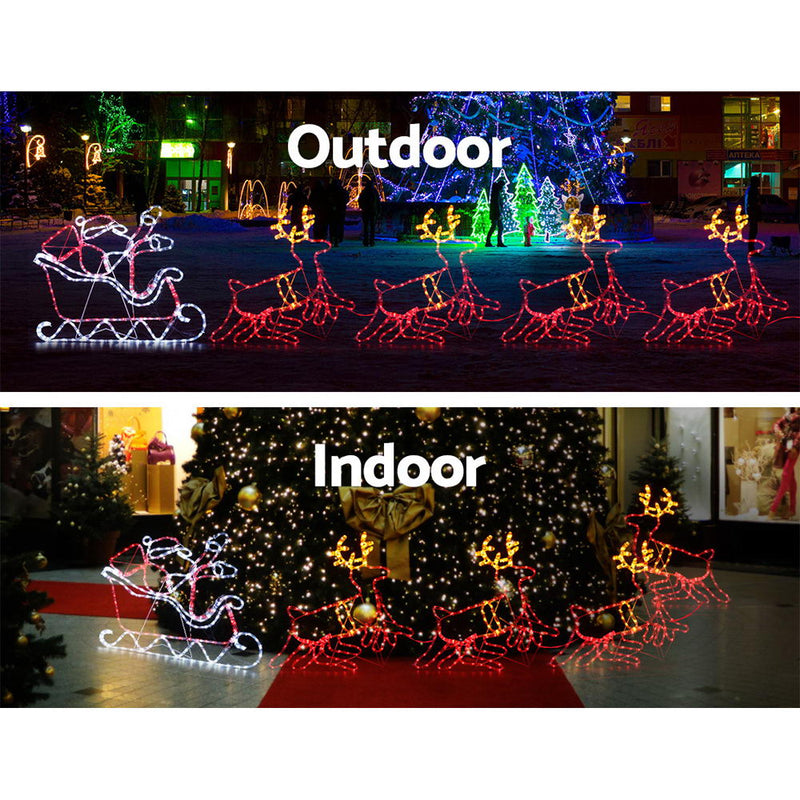 Jingle Jollys Christmas Motif Lights LED Rope Reindeer Waterproof Colourful Xmas