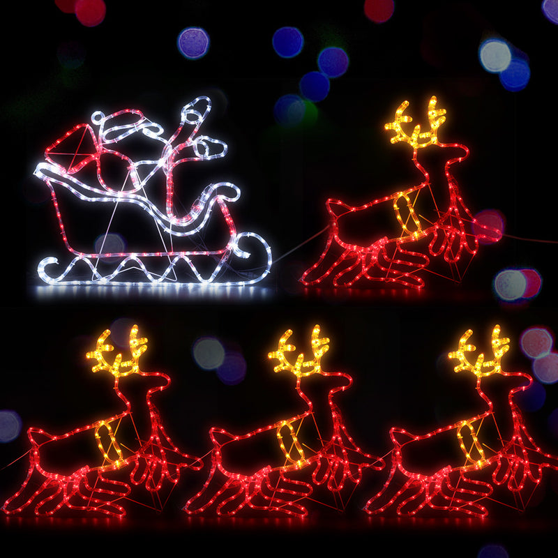 Jingle Jollys Christmas Motif Lights LED Rope Reindeer Waterproof Colourful Xmas