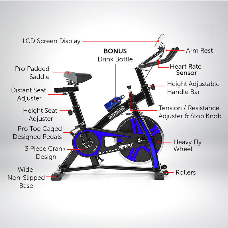 Powertrain RX-900 Exercise Spin Bike Cardio Cycling - Silver