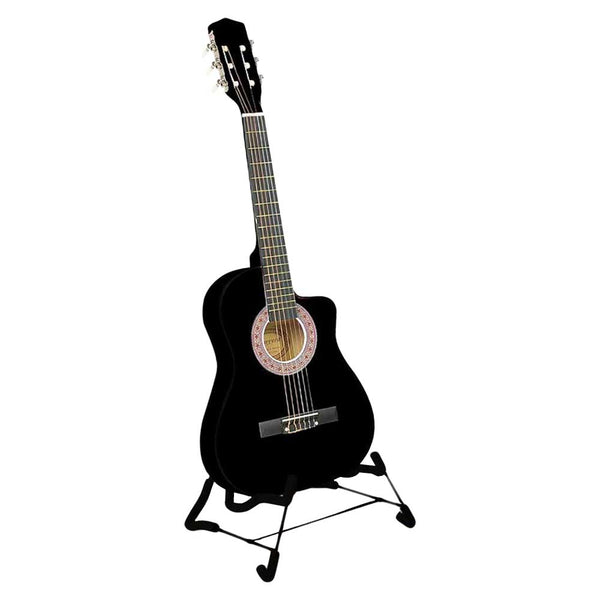 Karrera 38in Acoustic Guitar with Pick Guard Steel String Bag - Black