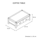 Coffee Table Solid Acacia Wood & Veneer Frame 2 Drawers Storage Oak Colour