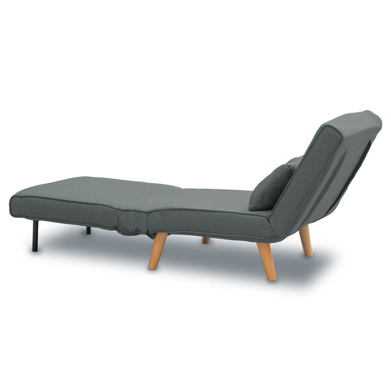 Sarantino Adjustable Chair Single Sofa Bed Faux Linen - Dark Grey