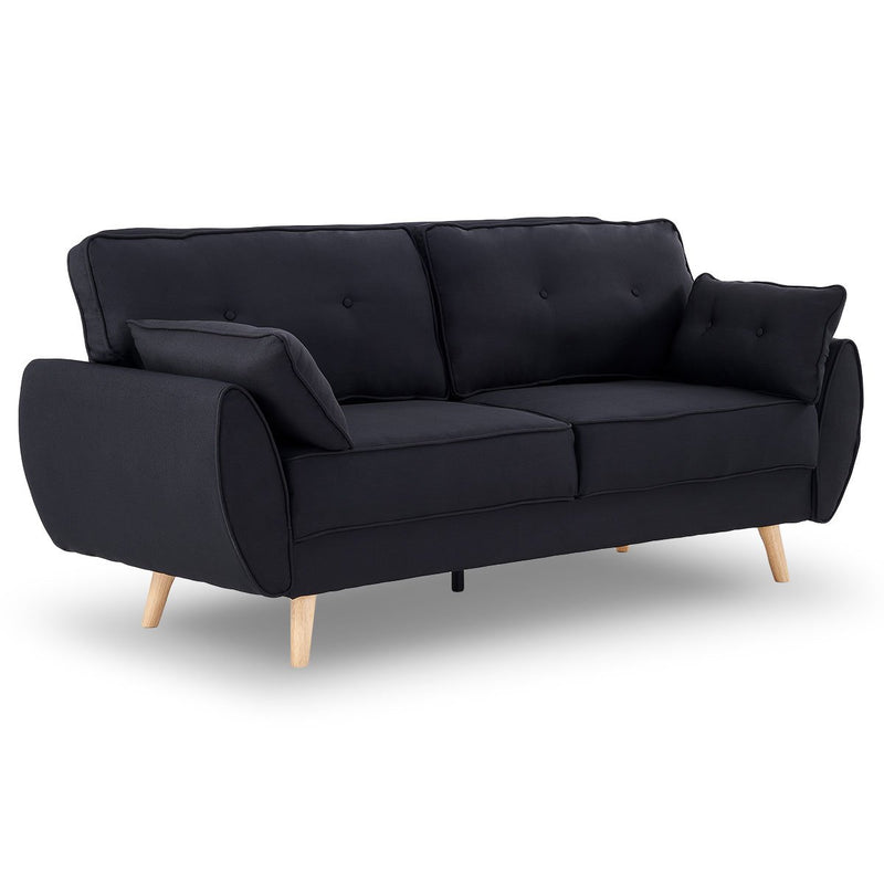 Sarantino 3 Seater Modular Linen Fabric Sofa Bed Couch Futon - Black