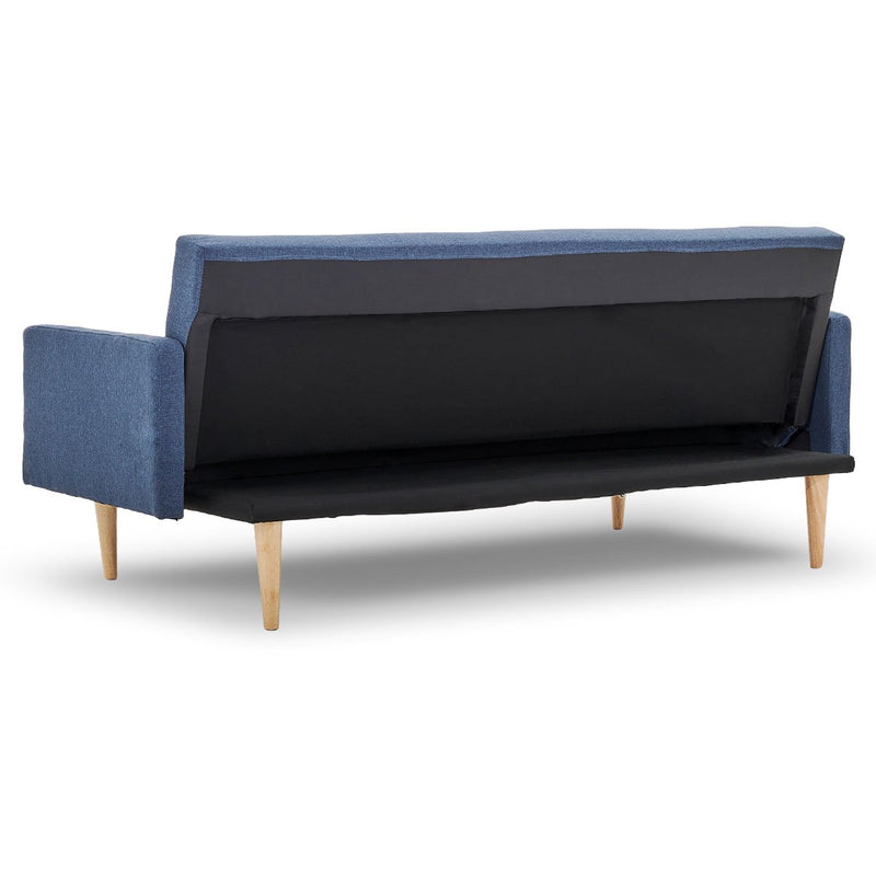 Sarantino 3-Seater Faux Linen Sofa Bed Couch - Blue