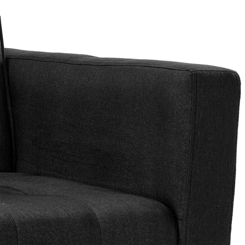 Sarantino 3-Seater Corner Wooden Sofa Bed Lounge Chaise Sofa Black
